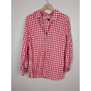 Talbots Pink White‎ Gingham Check Button Up Shirt Large